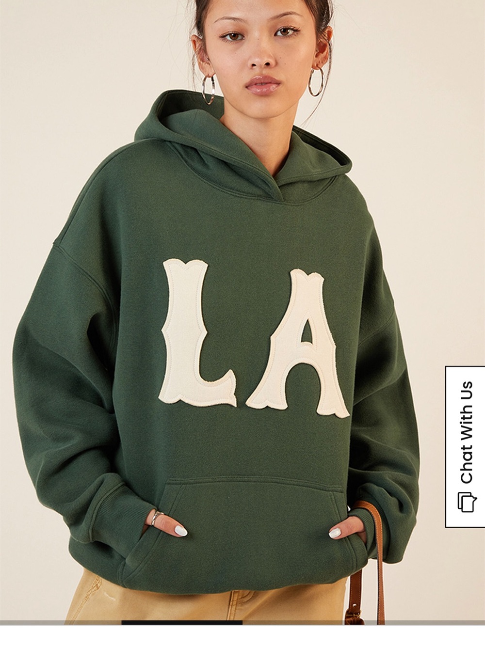 PacSun Forest Green Hoodie with Cream LA Appliqué